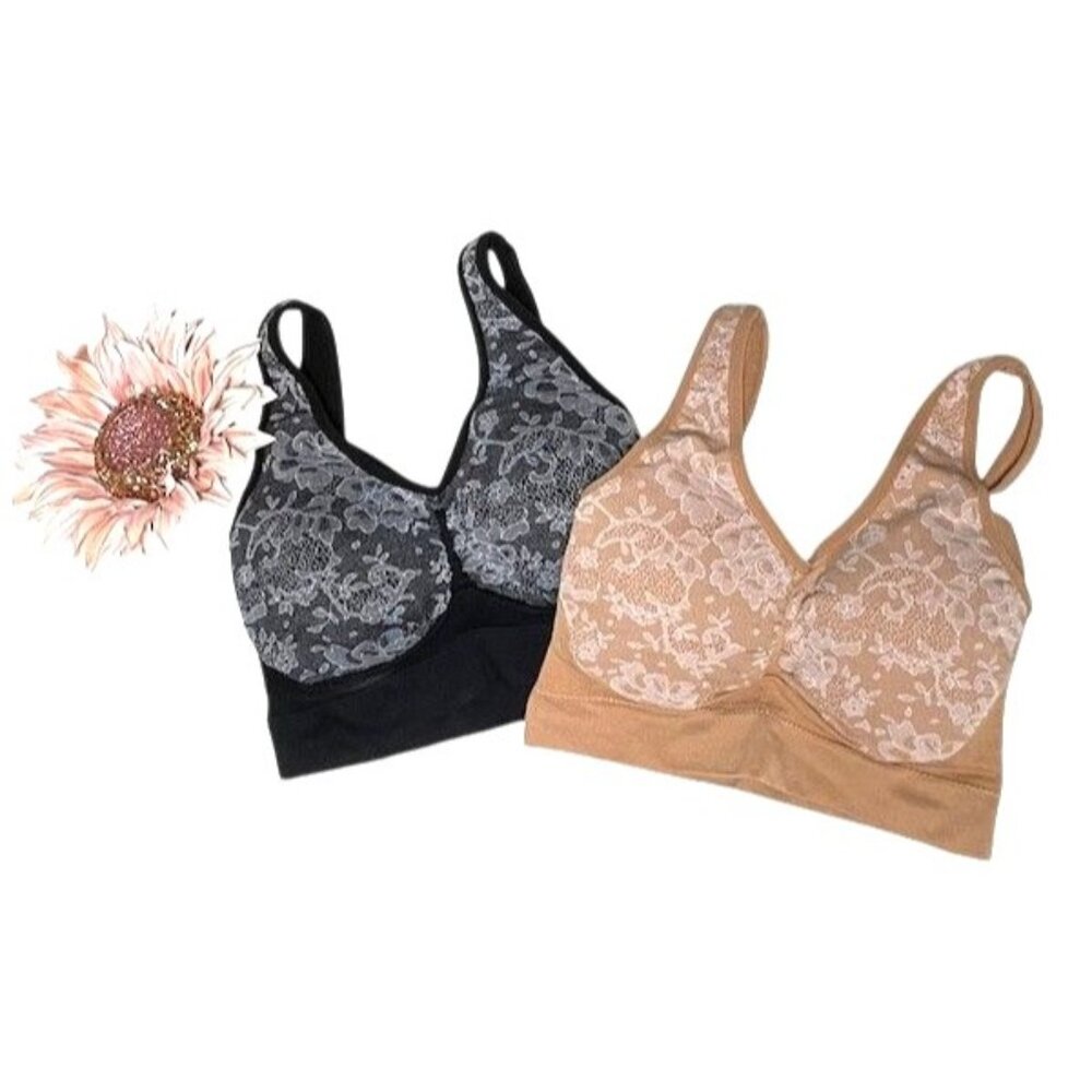 Rhonda Shear Jacquard Seamless Bra Set 2 Pack SMALL (RS-14)